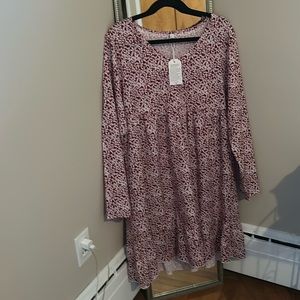 Burgundy and cream flower print dress never worn